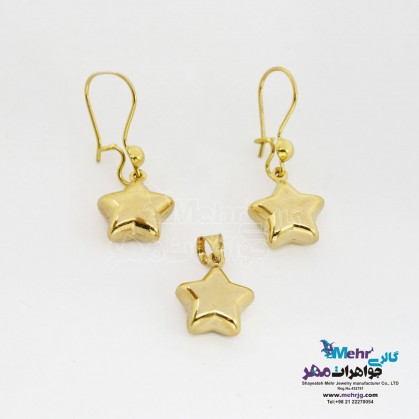 نیم ست طلا - آویز و گوشواره - طرح ستاره-SS0435 نیم ست طلا - آویز و گوشواره - طرح ستاره-SS0435
